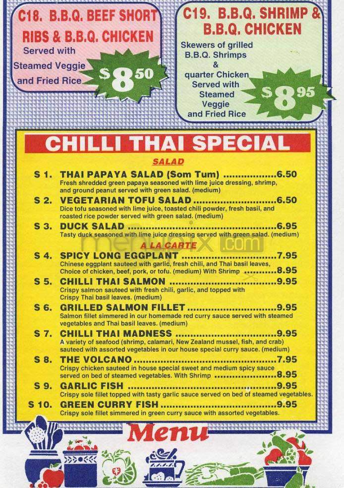 Chilli Thai - Los Angeles, CA menu_pic