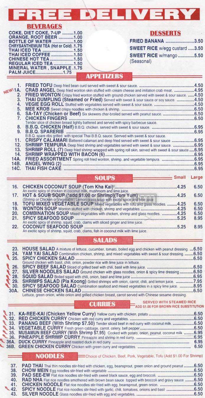Chilli Thai - Los Angeles, CA menu_pic