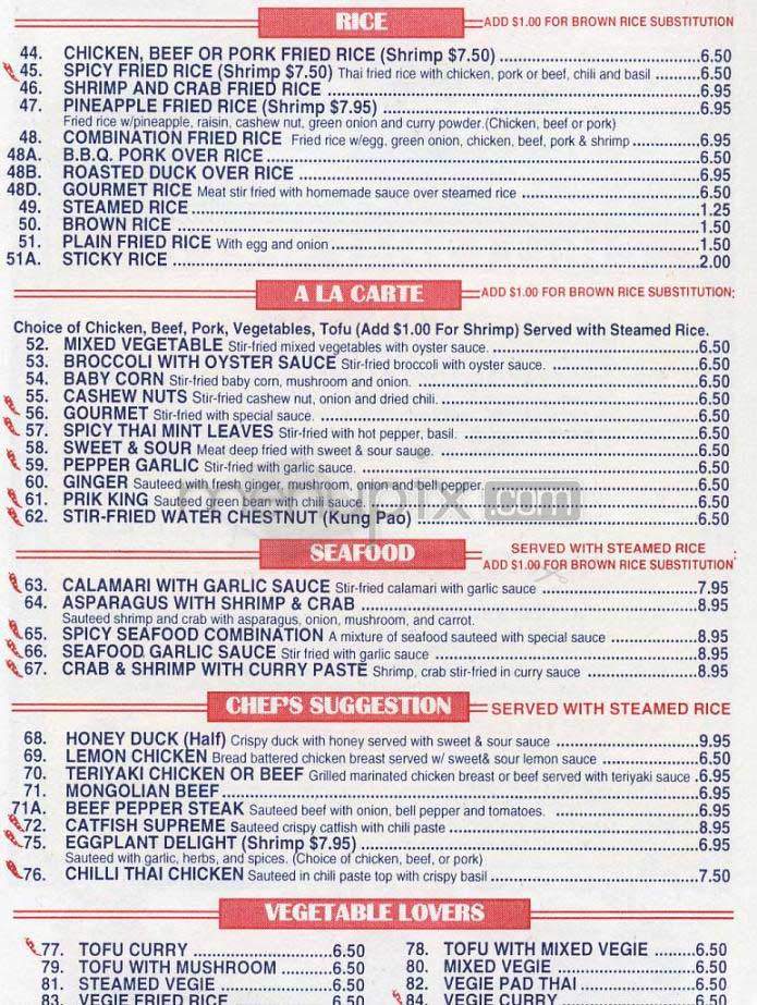 Chilli Thai - Los Angeles, CA menu_pic