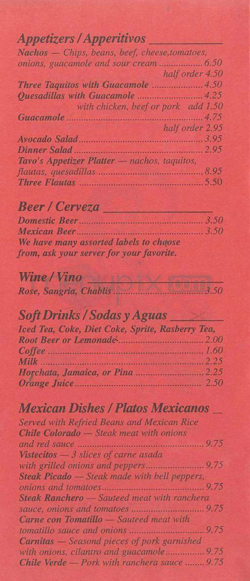 Chiquita Bonita - Pasadena, CA menu_pic