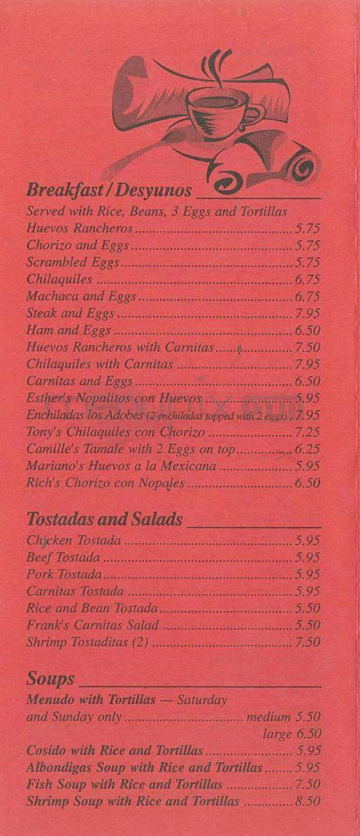 Chiquita Bonita - Pasadena, CA menu_pic