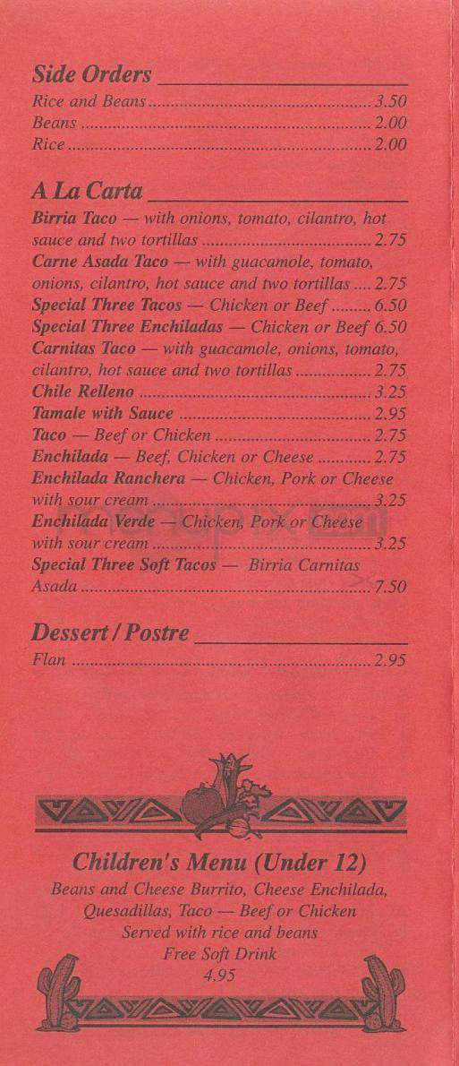 Chiquita Bonita - Pasadena, CA menu_pic