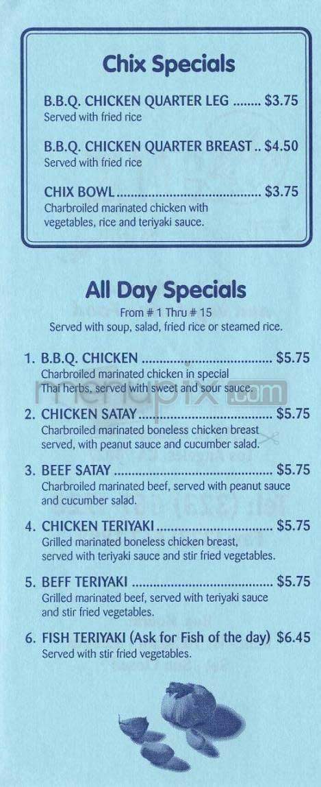 Chix Thai BBQ - Los Angeles, CA menu_pic