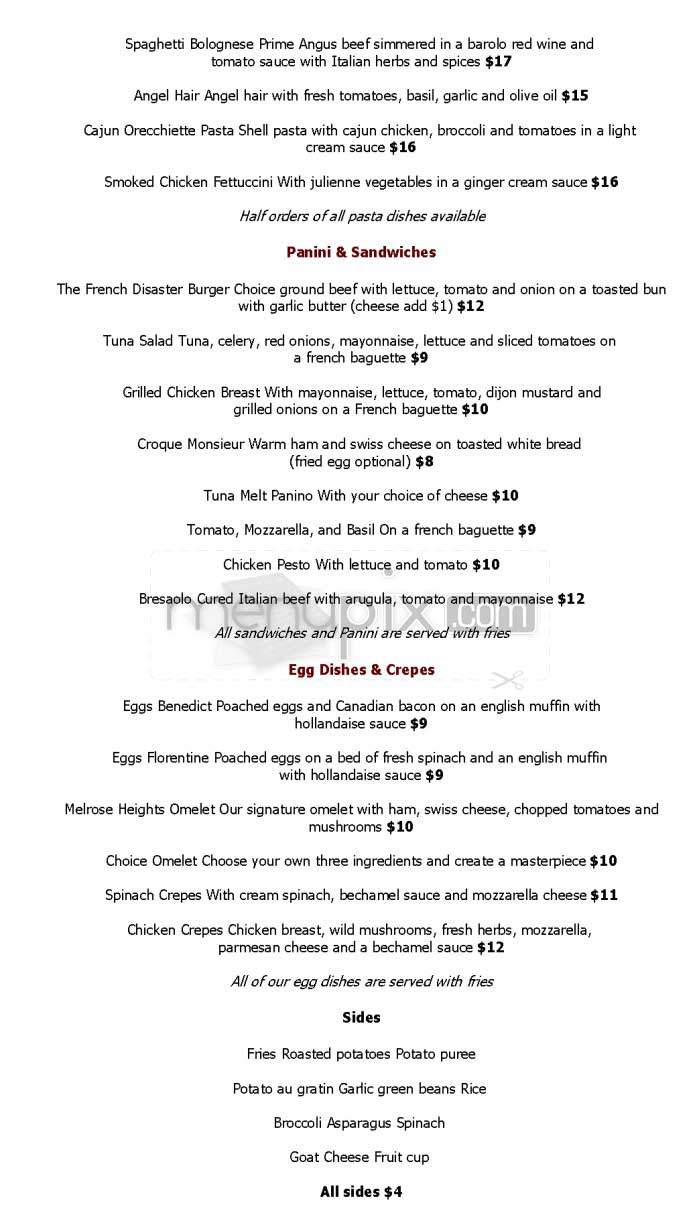 Chocolat - West Hollywood, CA menu_pic