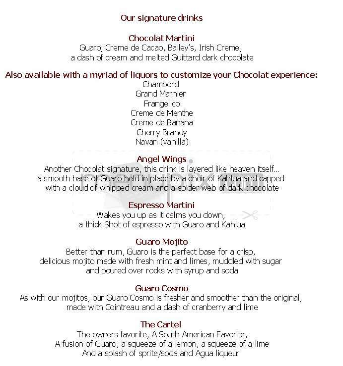 Chocolat - West Hollywood, CA menu_pic