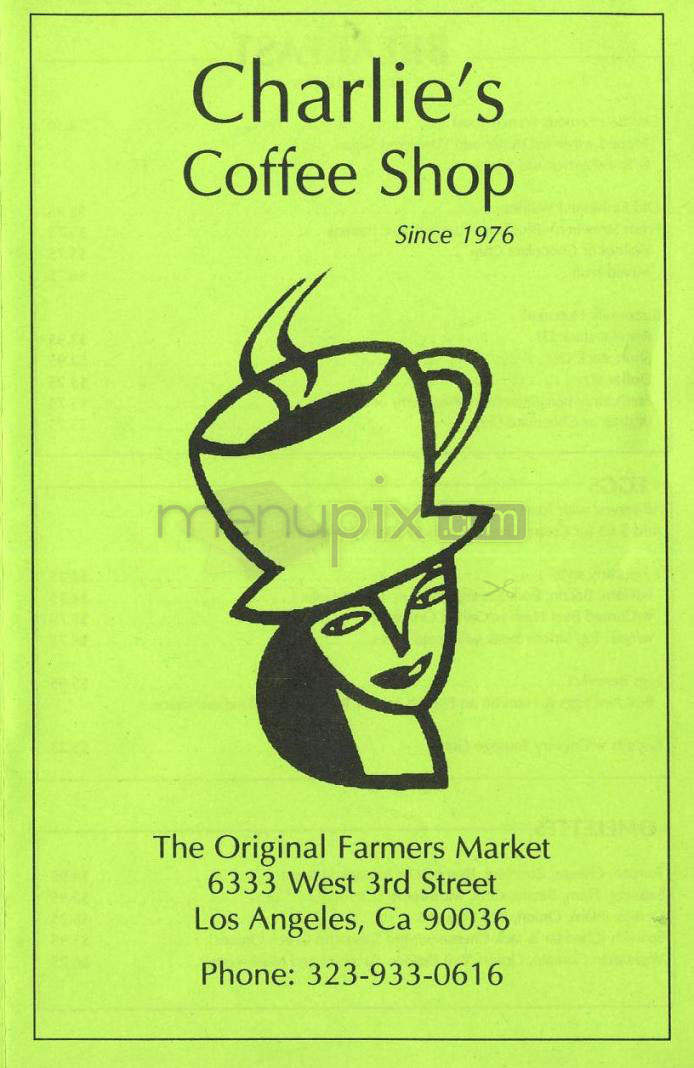 Charlie's Coffee Shop - Los Angeles, CA menu_pic