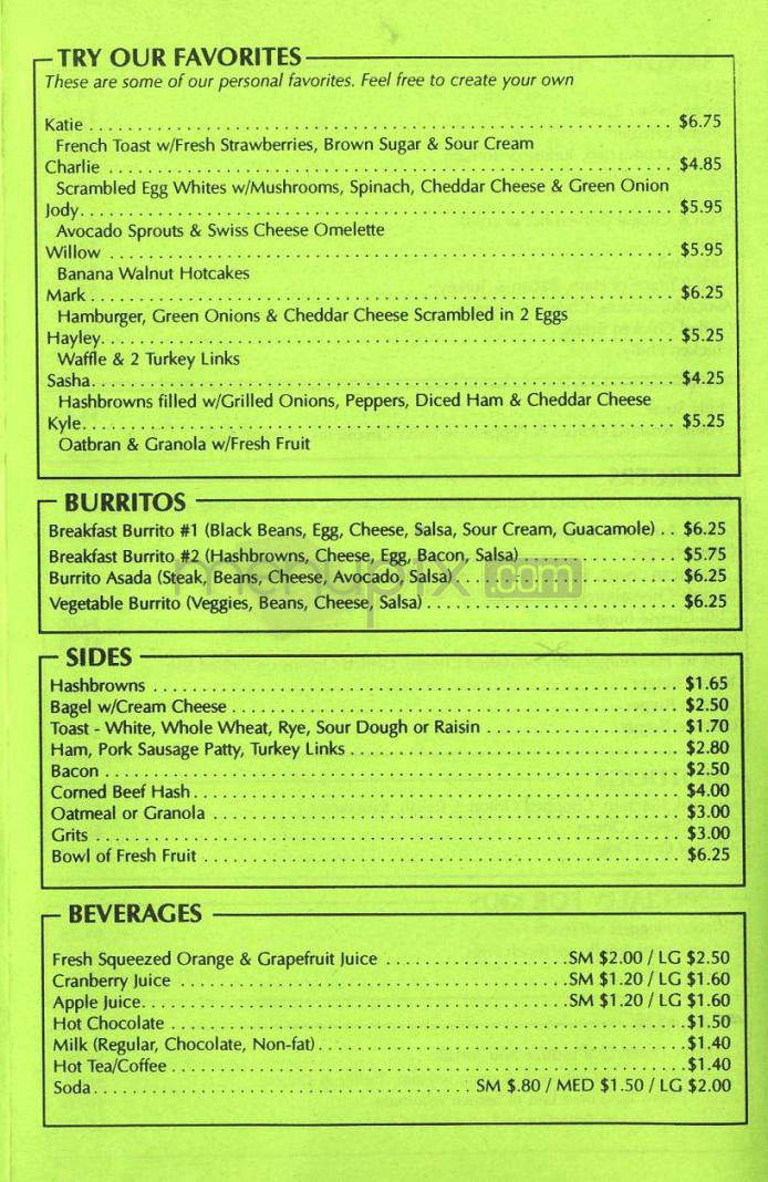 Charlie's Coffee Shop - Los Angeles, CA menu_pic