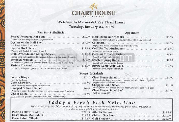 Chart House - Marina Del Rey, CA menu_pic