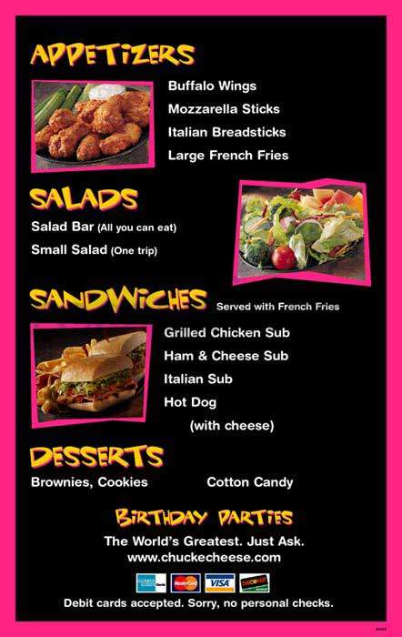 Chuck E Cheese's - Sun Valley, CA menu_pic