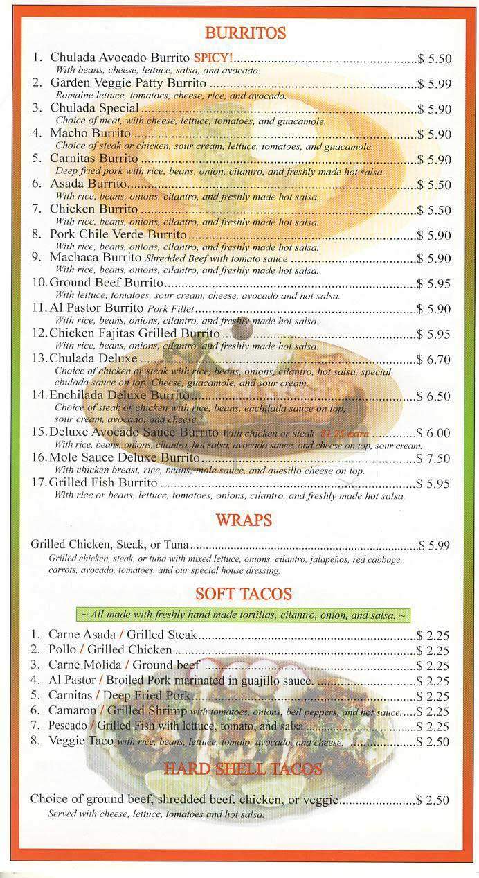 Chulada Grill - Los Angeles, CA menu_pic