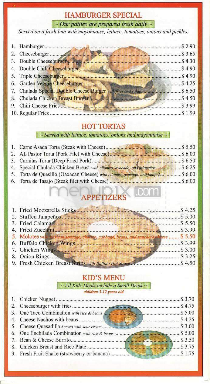 Chulada Grill - Los Angeles, CA menu_pic