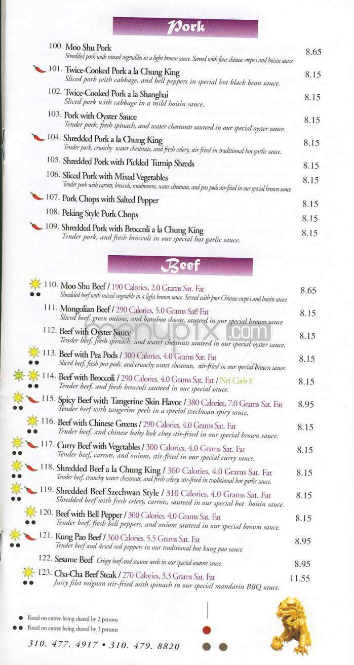 Chung King - Los Angeles, CA menu_pic
