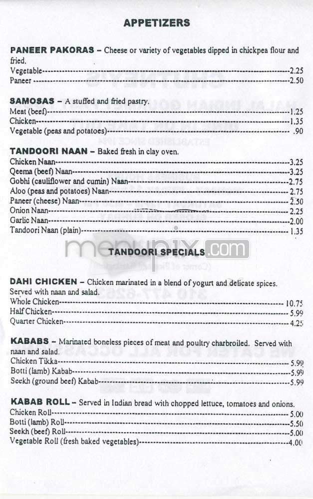 Chutney's - Los Angeles, CA menu_pic