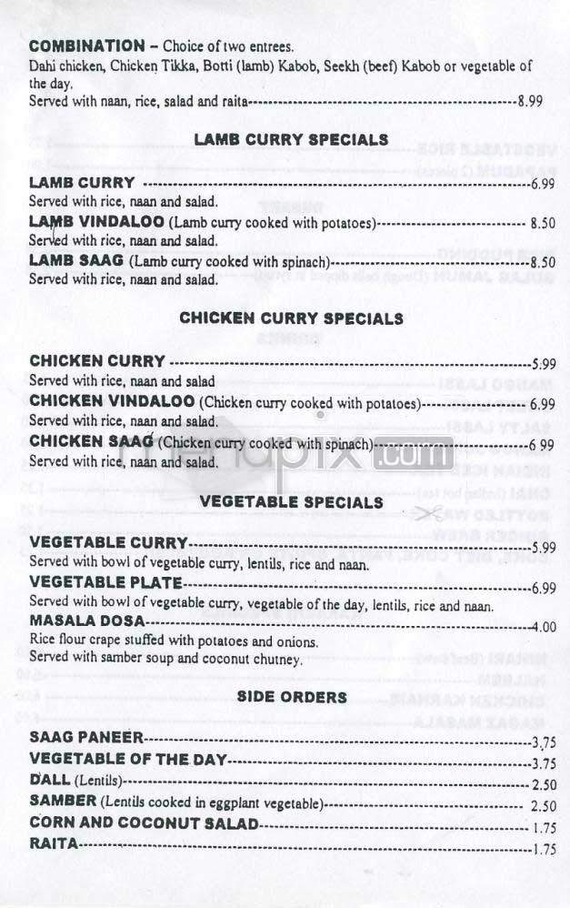Chutney's - Los Angeles, CA menu_pic