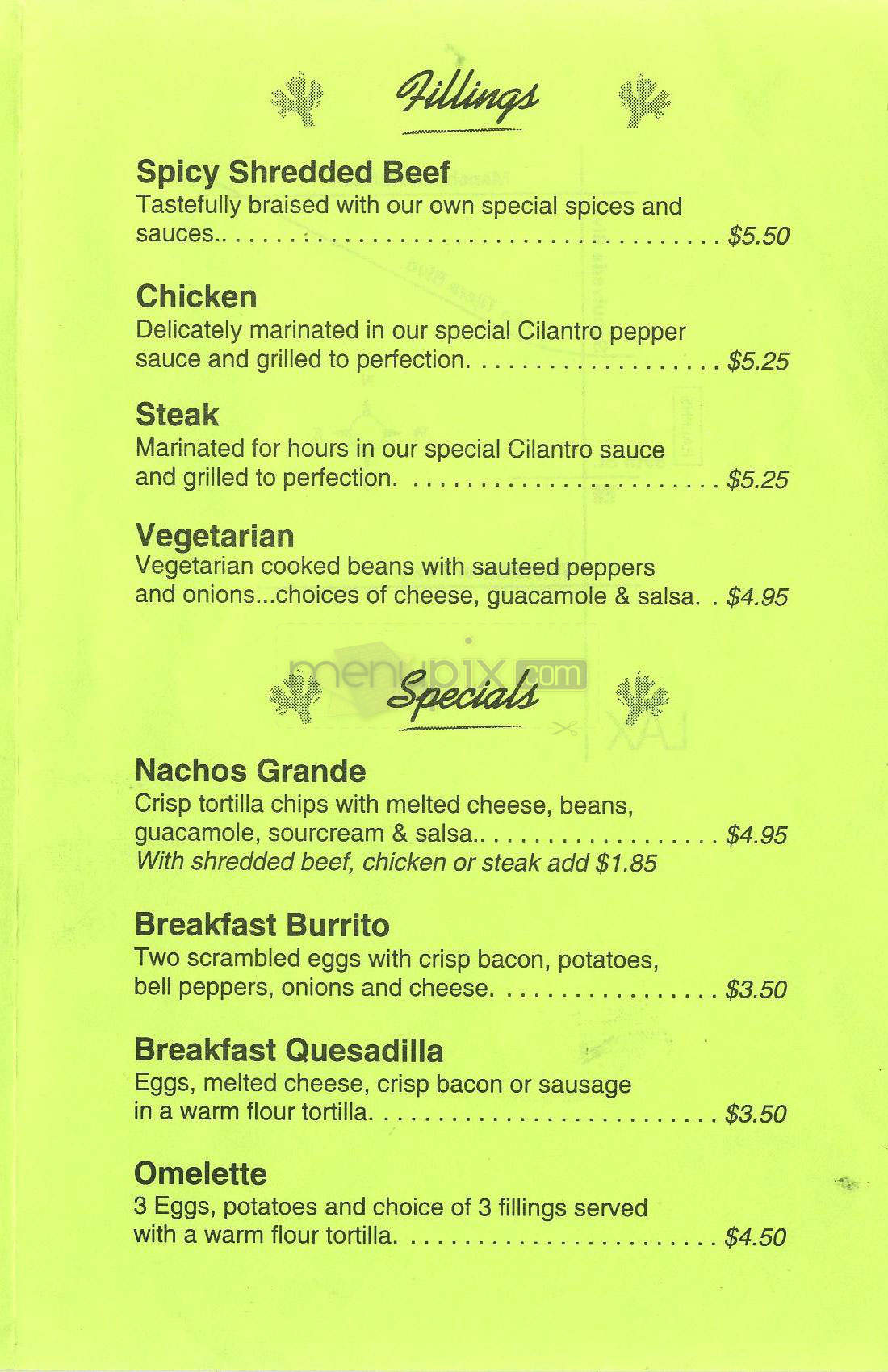 Cilantro Fresh Mexican Grill - Los Angeles, CA menu_pic