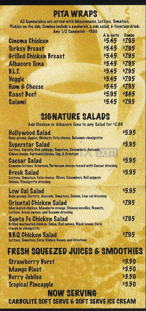 Cinema Cafe & Deli - Toluca Lake, CA menu_pic