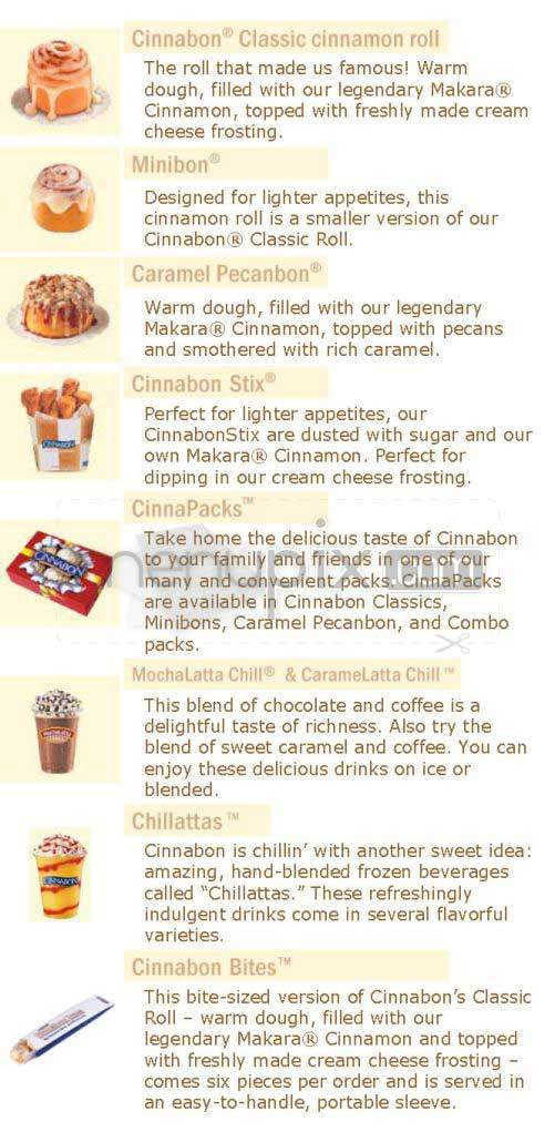 Cinnabon - Sherman Oaks, CA menu_pic