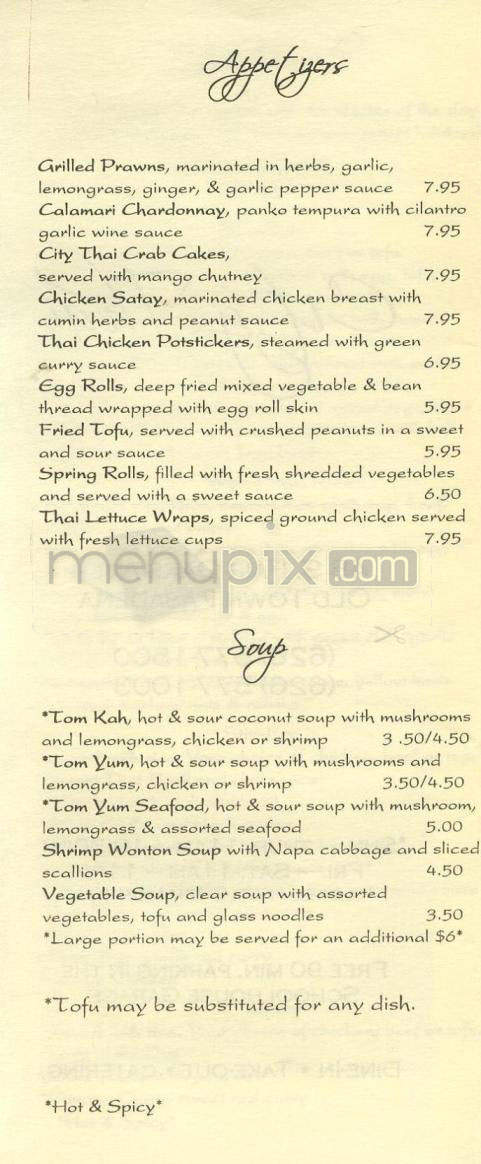 City Thai - Pasadena, CA menu_pic