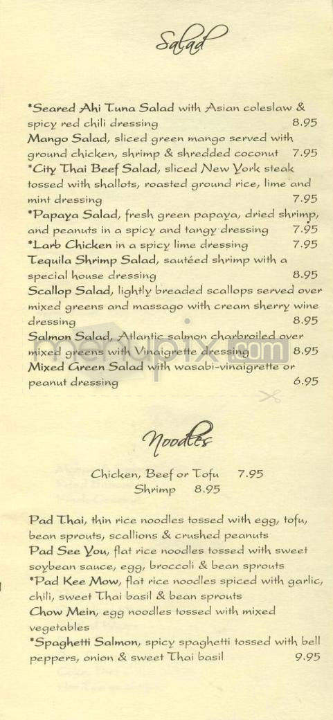 City Thai - Pasadena, CA menu_pic