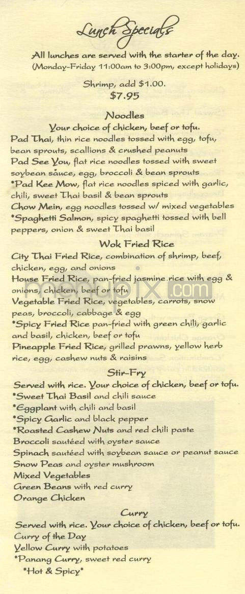 City Thai - Pasadena, CA menu_pic