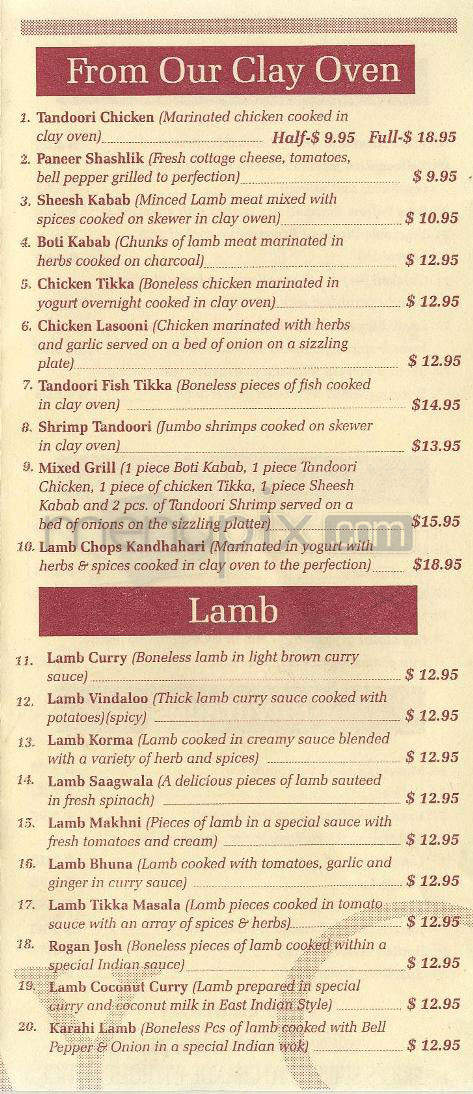 Clay Oven Indian - Sherman Oaks, CA menu_pic