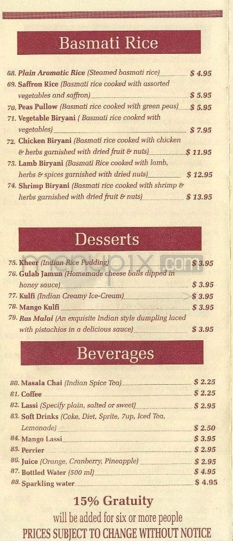 Clay Oven Indian - Sherman Oaks, CA menu_pic
