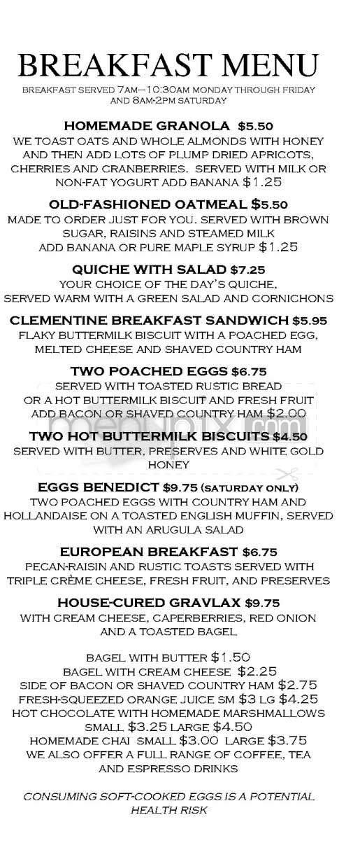 Clementine - Los Angeles, CA menu_pic