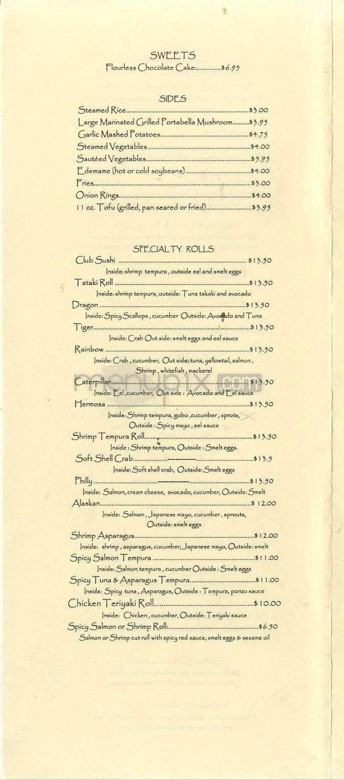 Club Sushi - Hermosa Beach, CA menu_pic
