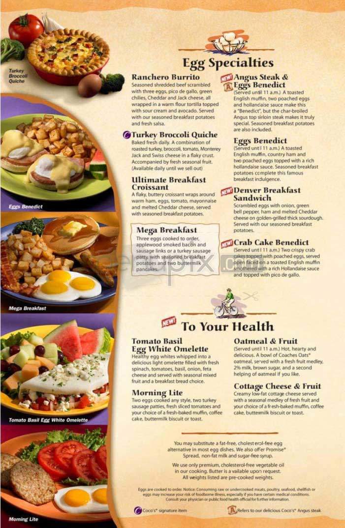 Coco's Bakery Restaurant - Santa Monica, CA menu_pic