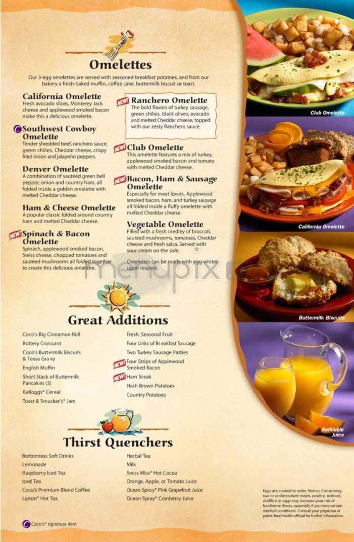 Coco's Bakery Restaurant - Santa Monica, CA menu_pic
