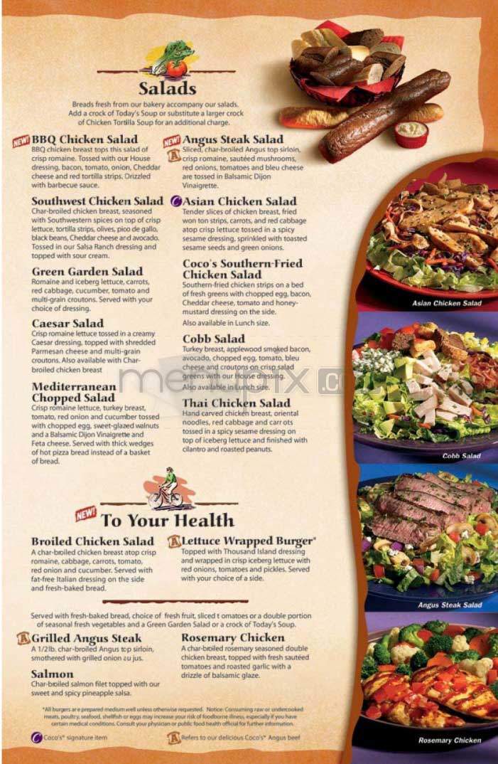 Coco's Bakery Restaurant - Santa Monica, CA menu_pic