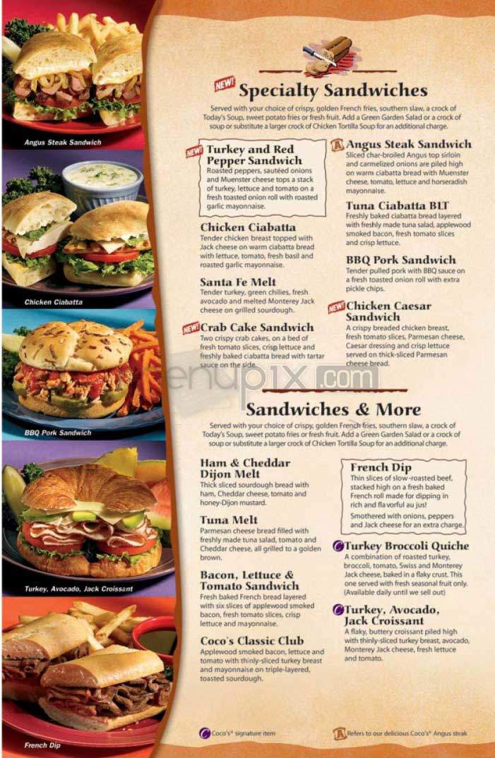 Coco's Bakery Restaurant - Santa Monica, CA menu_pic