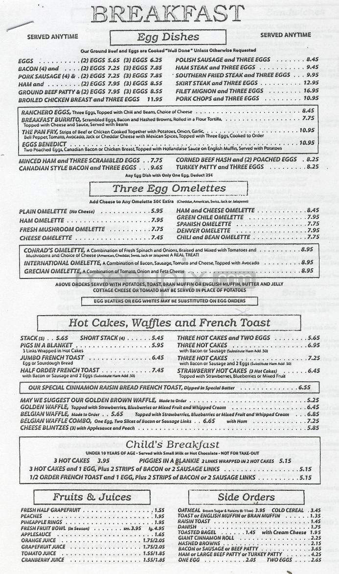 Conrad's Restaurant - Pasadena, CA menu_pic