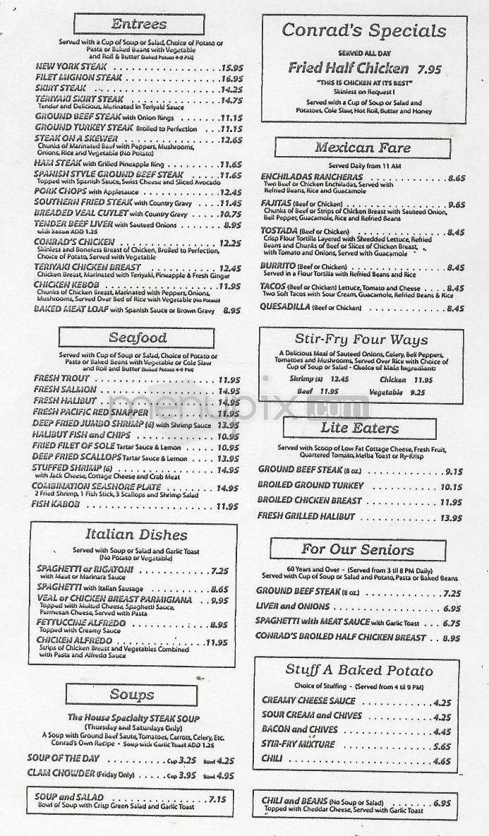 Conrad's Restaurant - Pasadena, CA menu_pic