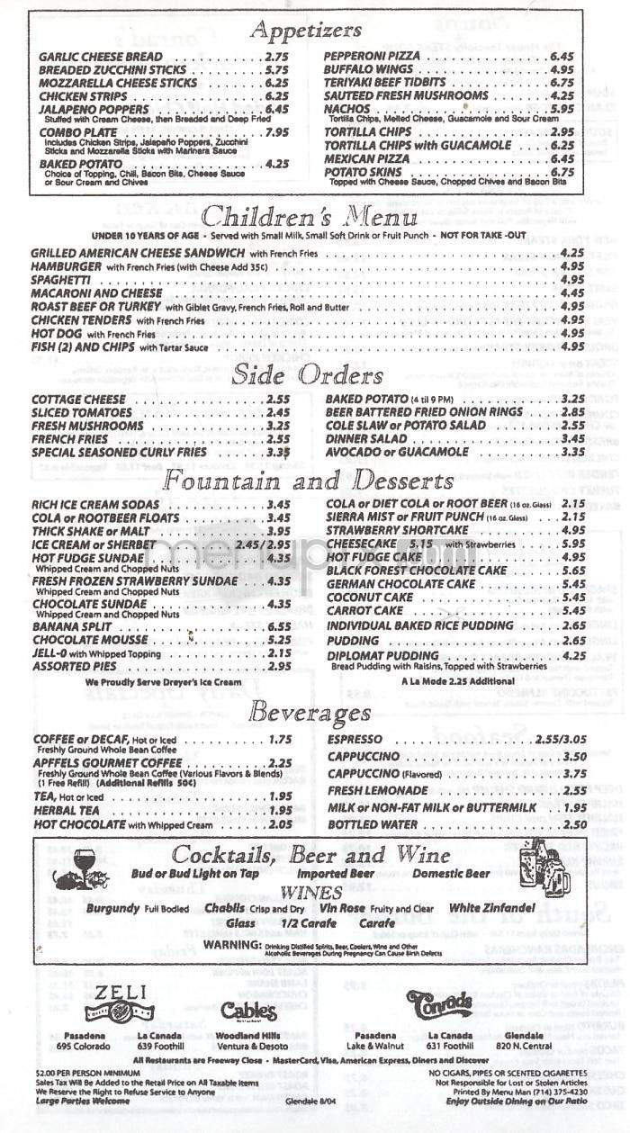 Conrad's - Glendale, CA menu_pic