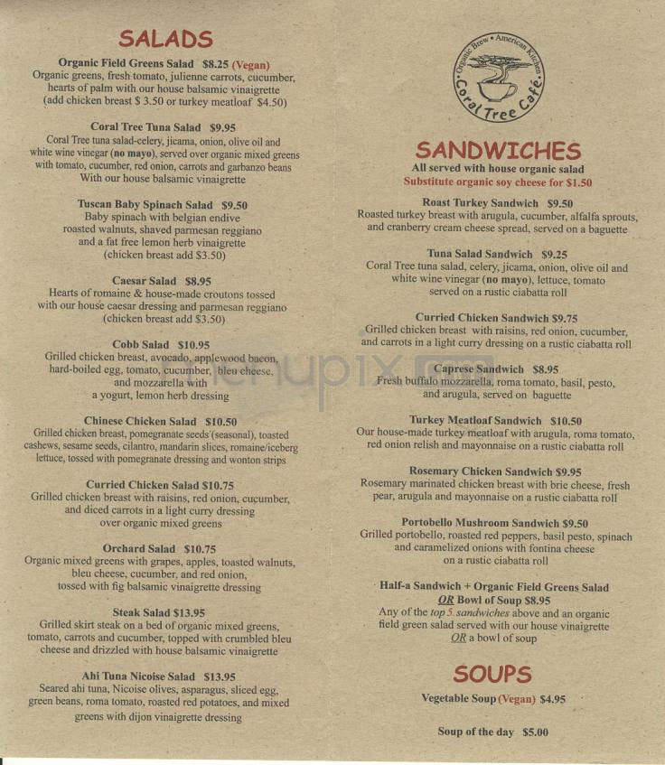 Coral Tree Cafe - Los Angeles, CA menu_pic