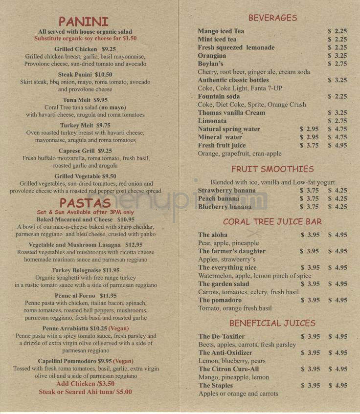 Coral Tree Cafe - Los Angeles, CA menu_pic