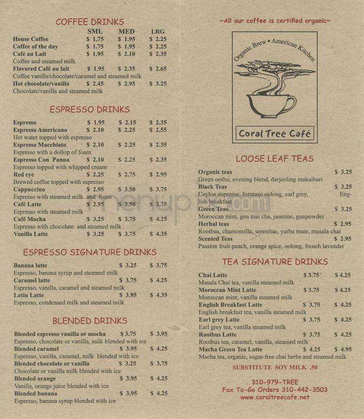 Coral Tree Cafe - Los Angeles, CA menu_pic