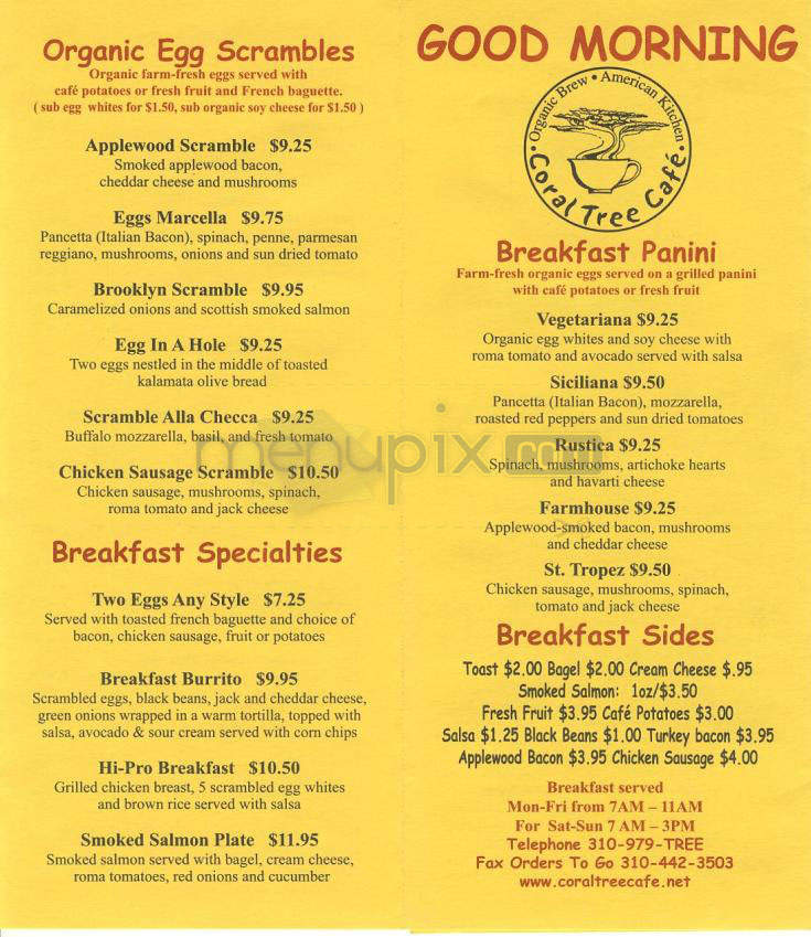 Coral Tree Cafe - Los Angeles, CA menu_pic