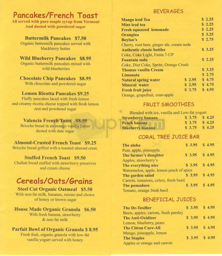 Coral Tree Cafe - Los Angeles, CA menu_pic