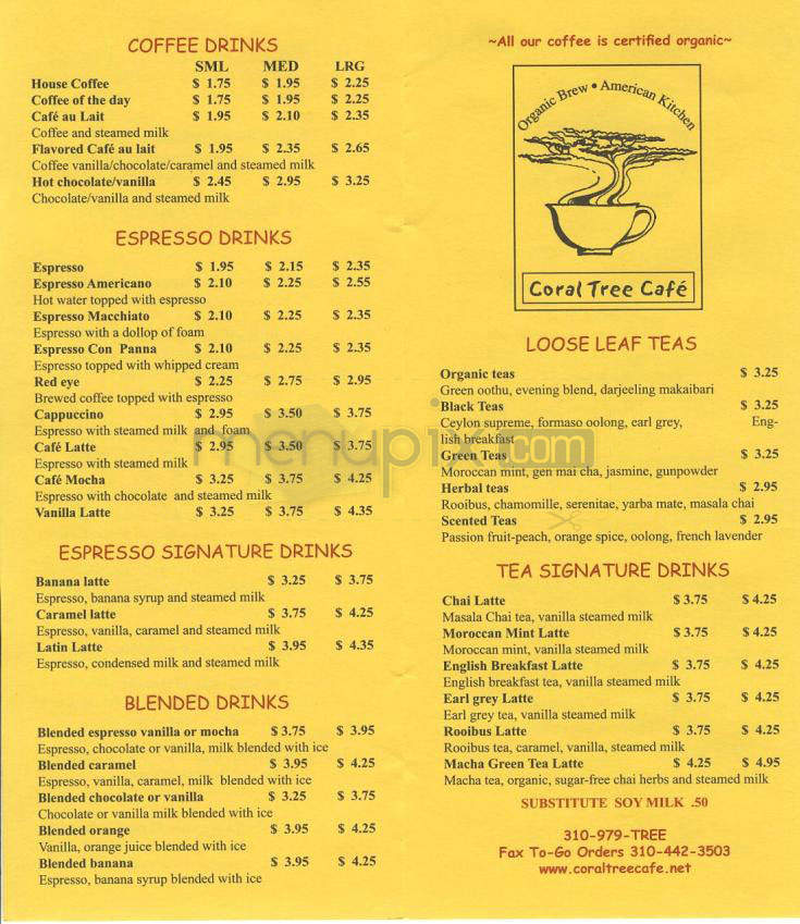 Coral Tree Cafe - Los Angeles, CA menu_pic