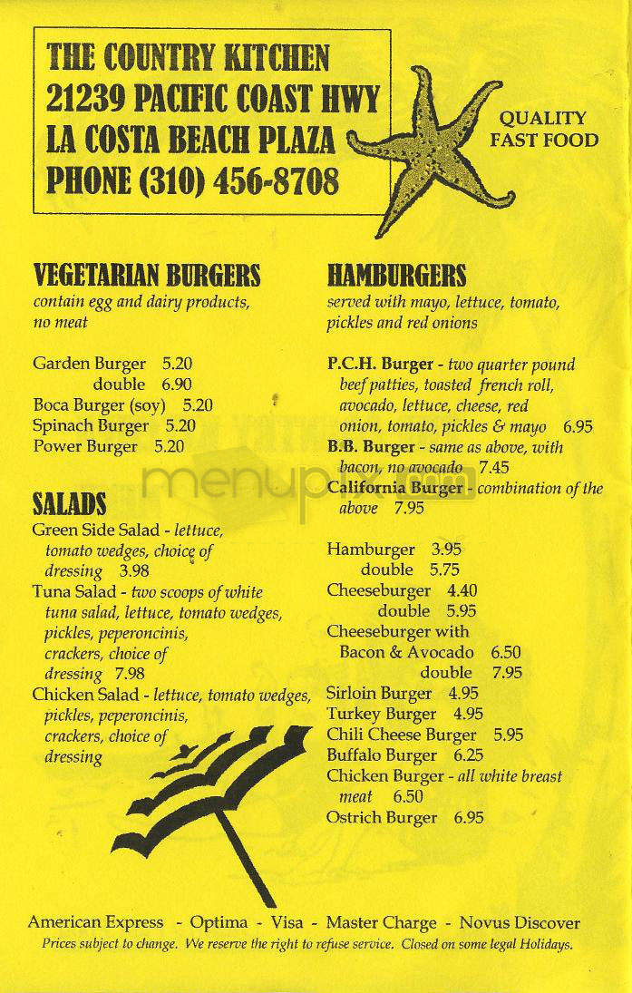 The Country Kitchen - Malibu, CA menu_pic
