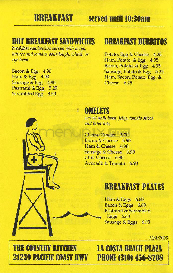 The Country Kitchen - Malibu, CA menu_pic