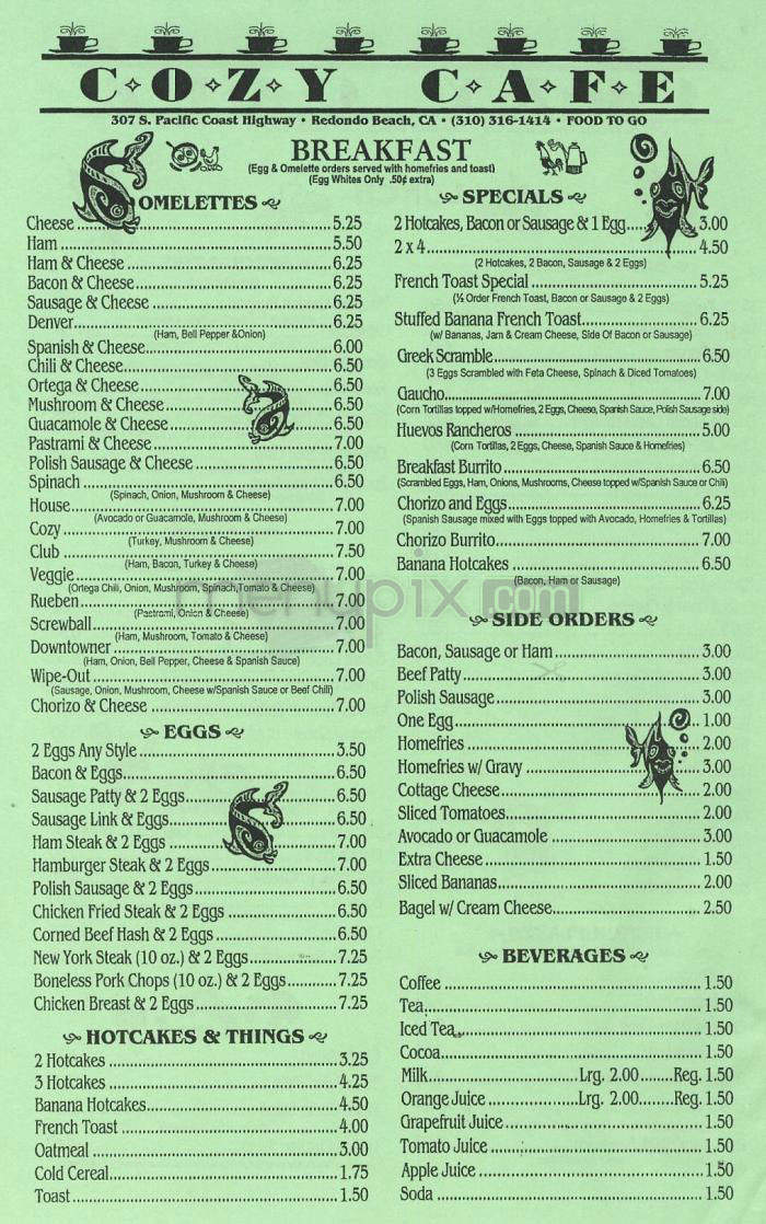 Cozy Cafe - Redondo Beach, CA menu_pic