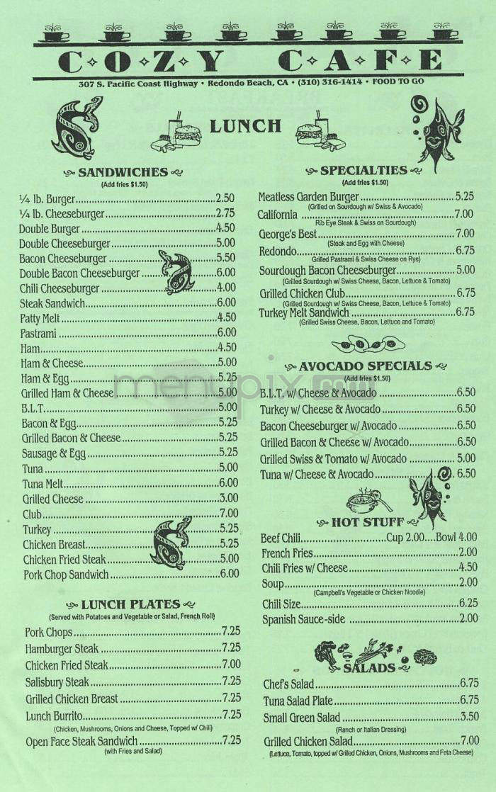 Cozy Cafe - Redondo Beach, CA menu_pic