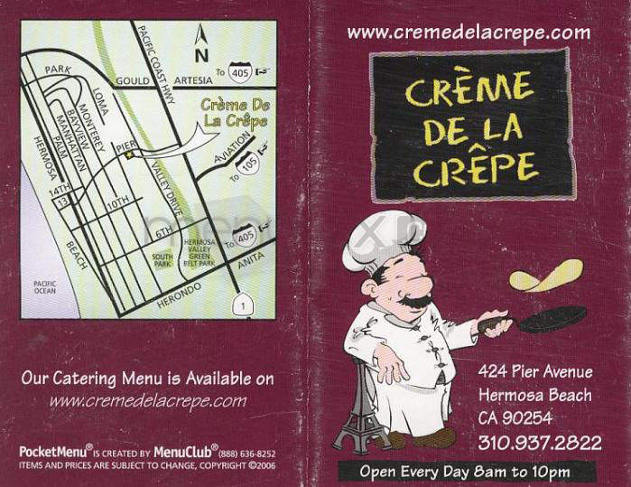 Creme De La Crepe - Hermosa Beach, CA menu_pic