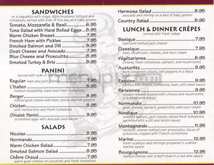 Creme De La Crepe - Hermosa Beach, CA menu_pic