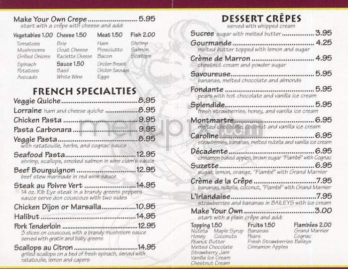 Creme De La Crepe - Hermosa Beach, CA menu_pic