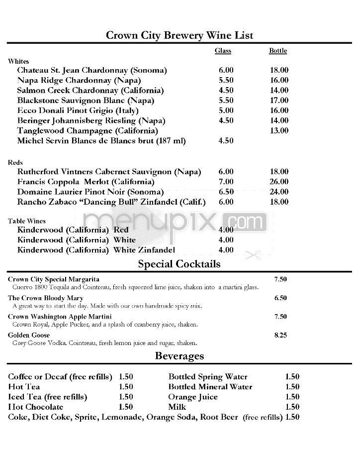 Crown City Brewery - Pasadena, CA menu_pic