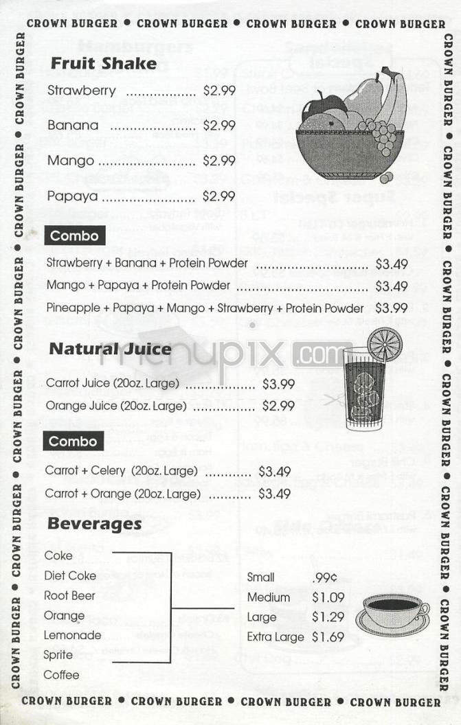 Crown Burger - North Hollywood, CA menu_pic